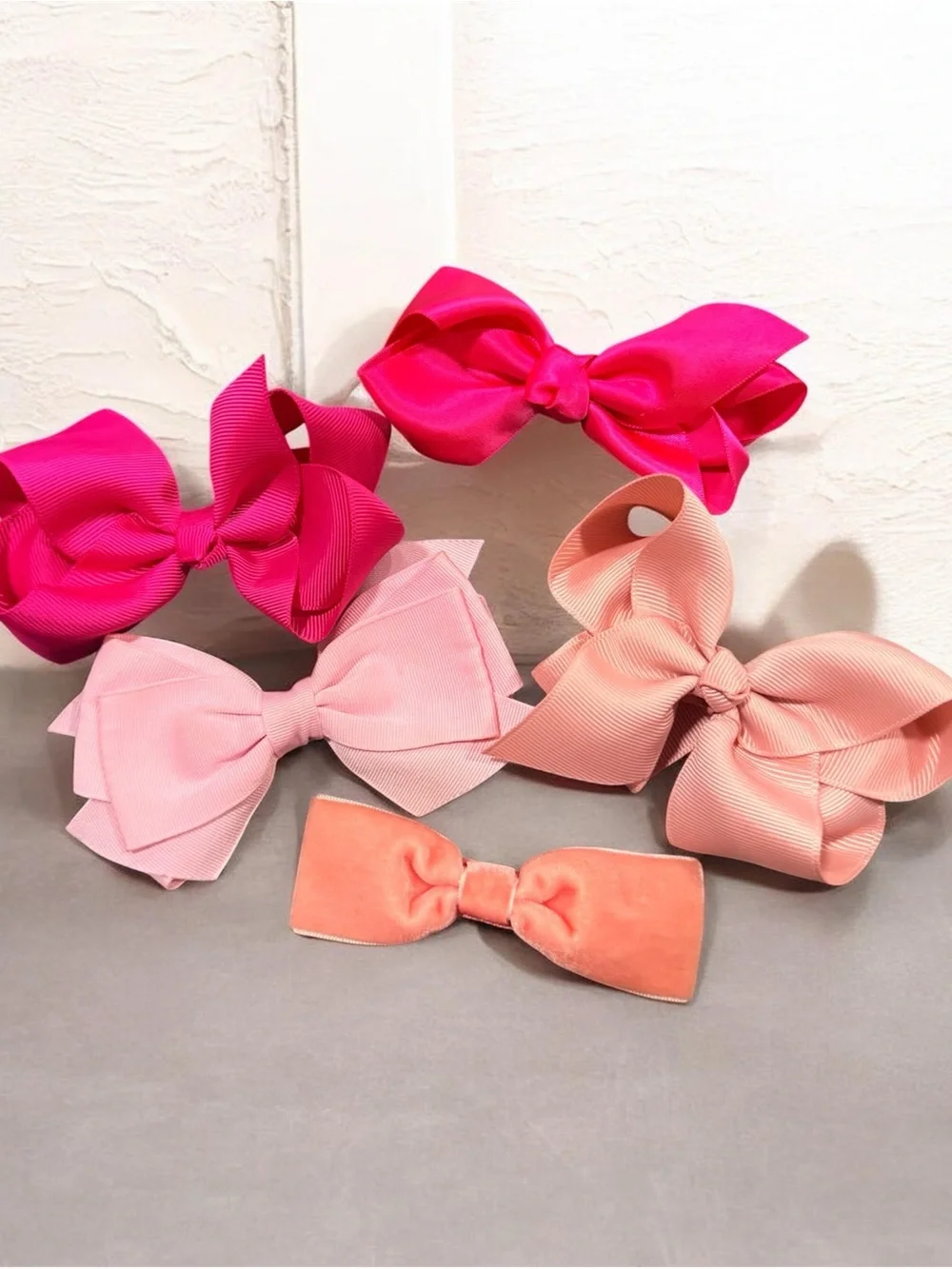 Kids Hair Bow Set - Pink & Coral Colors